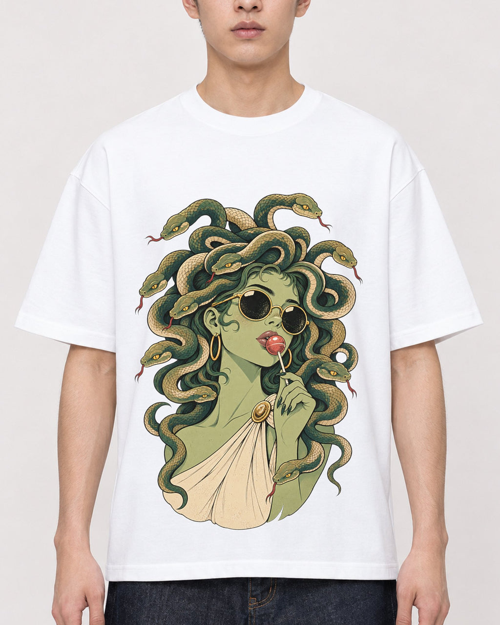 Mockup Boxy Heavyweight Tee White male close-up 21