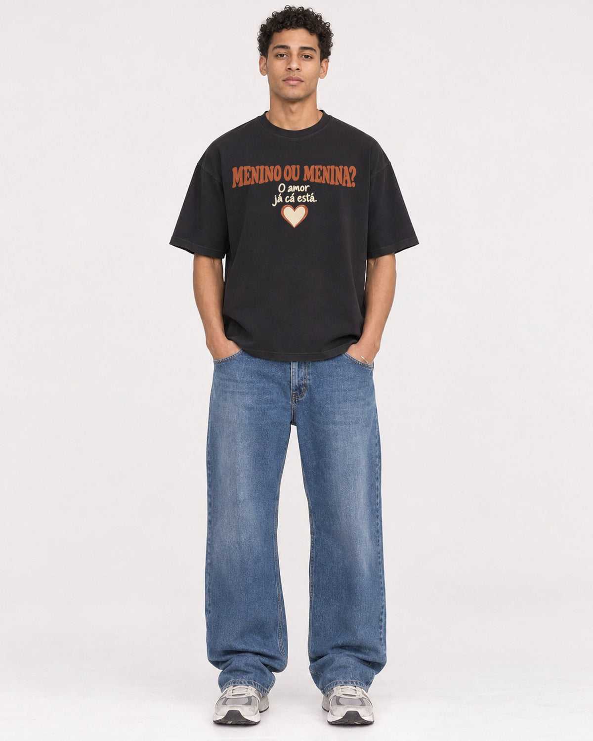 Mockup Boxy Heavyweight Tee Black male full-body 10