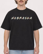 Mockup Boxy Heavyweight Tee Black male close-up 09