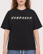 Mockup Boxy Heavyweight Tee Black female close-up 09