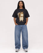 Mockup Boxy Heavyweight Tee Black female full-body 04