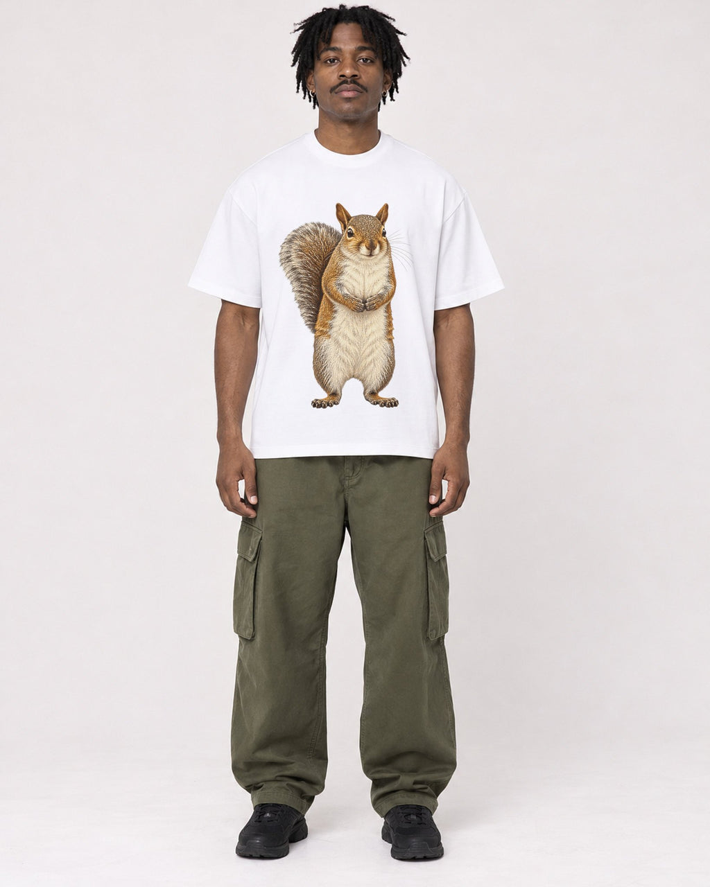 Mockup Boxy Heavyweight Tee White male full-body 04