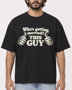 Mockup Boxy Heavyweight Tee Black male close-up 17