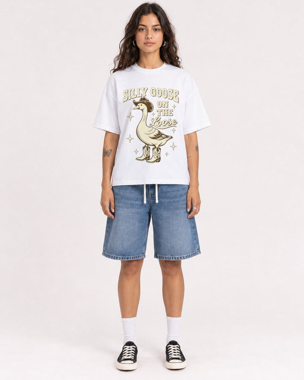 Mockup Boxy Heavyweight Tee White female full-body 06