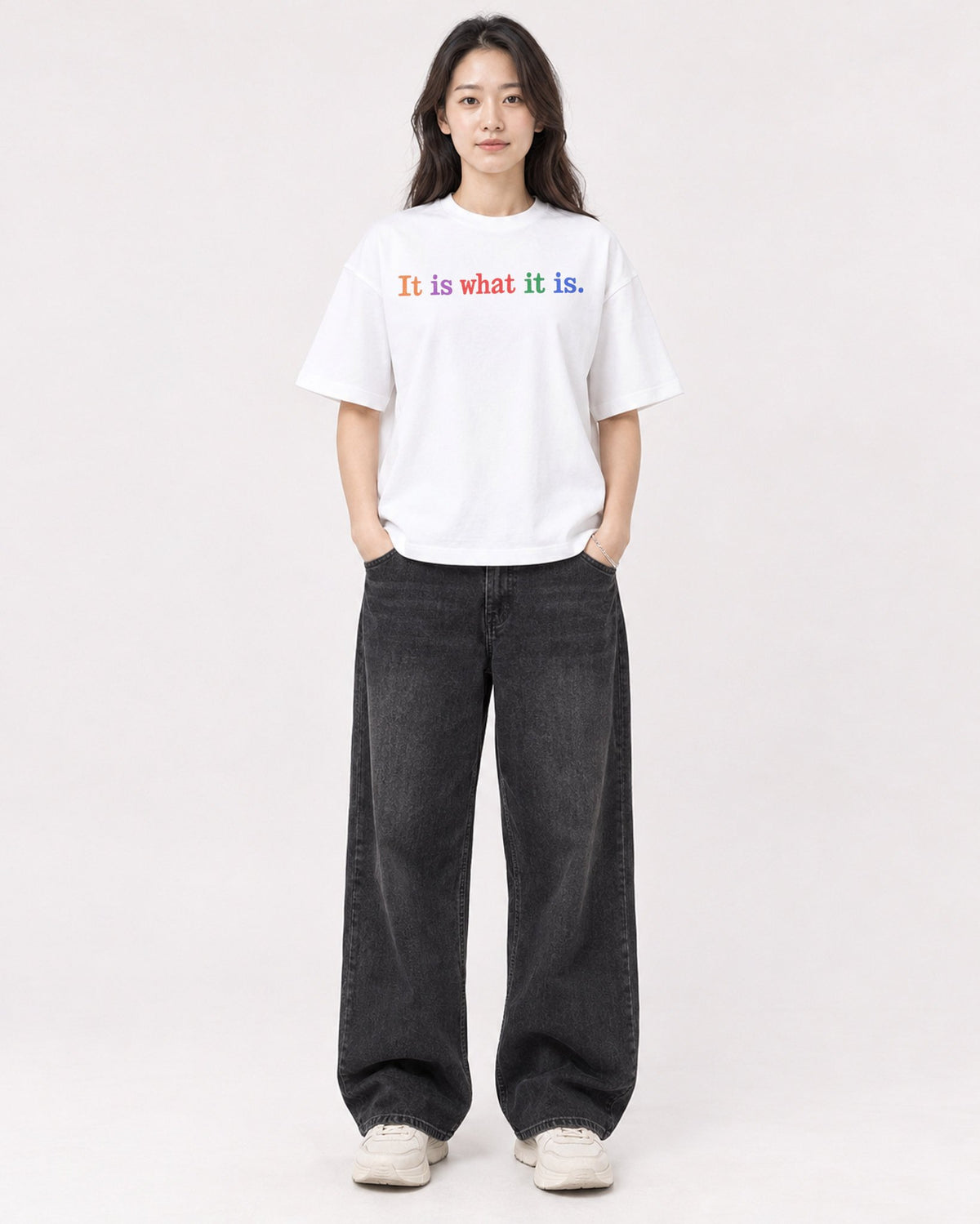 Mockup Boxy Heavyweight Tee White female full-body 03