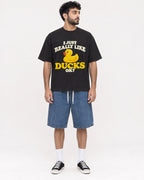 Mockup Boxy Heavyweight Tee Black male full-body 07