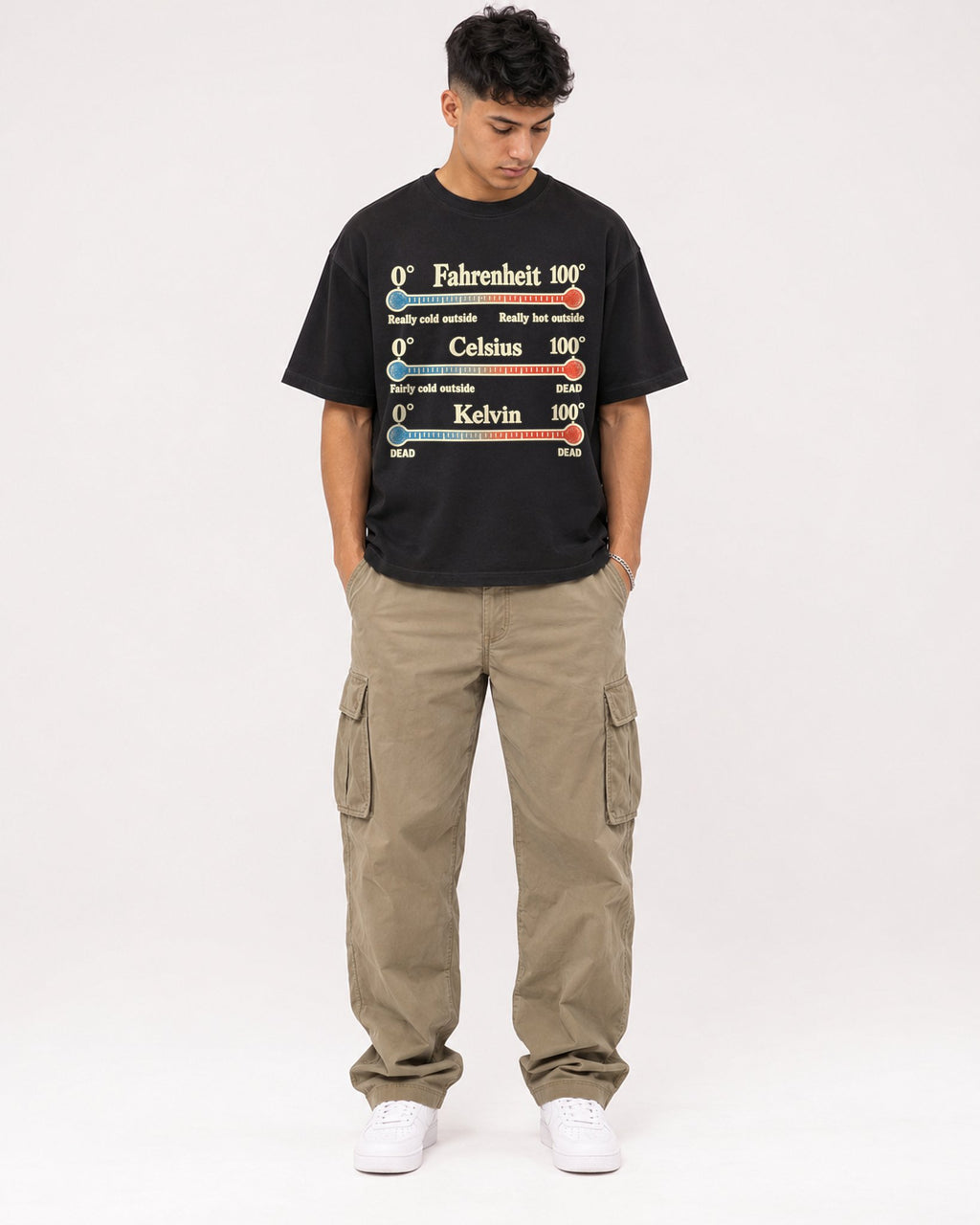 Mockup Boxy Heavyweight Tee Black male full-body 16