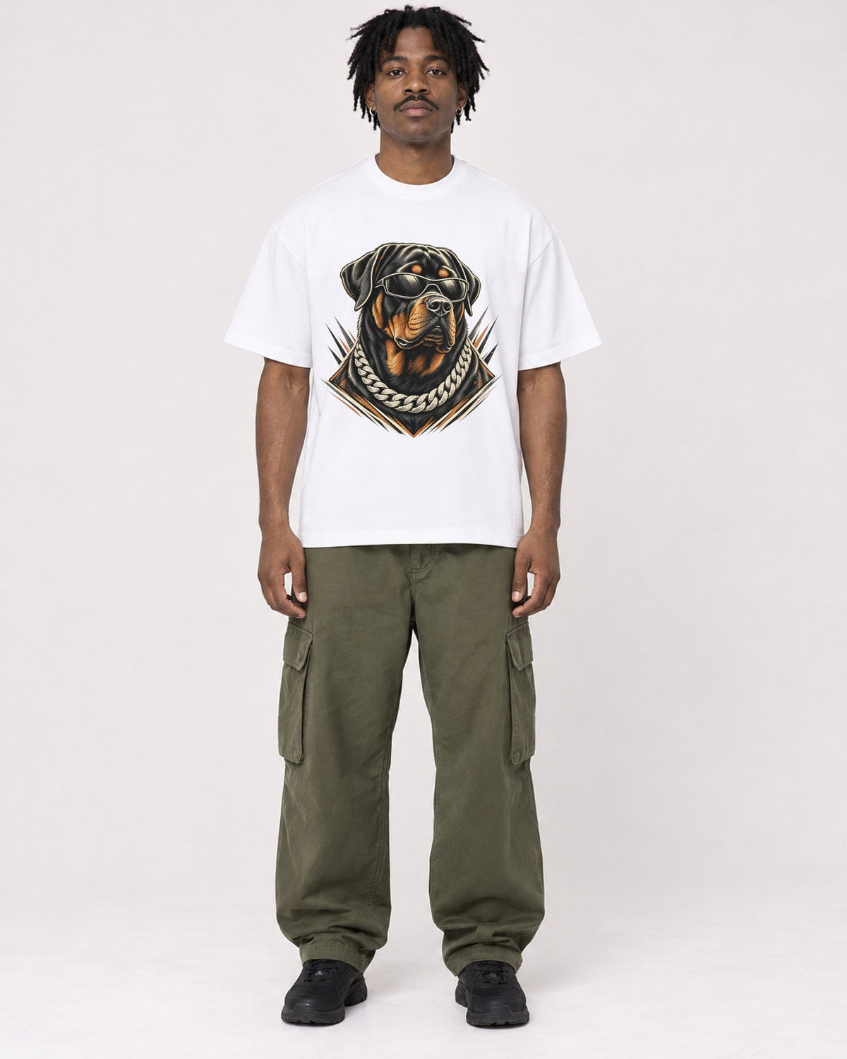 Mockup Boxy Heavyweight Tee White male full-body 04