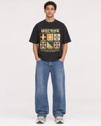 Mockup Boxy Heavyweight Tee Black male full-body 10