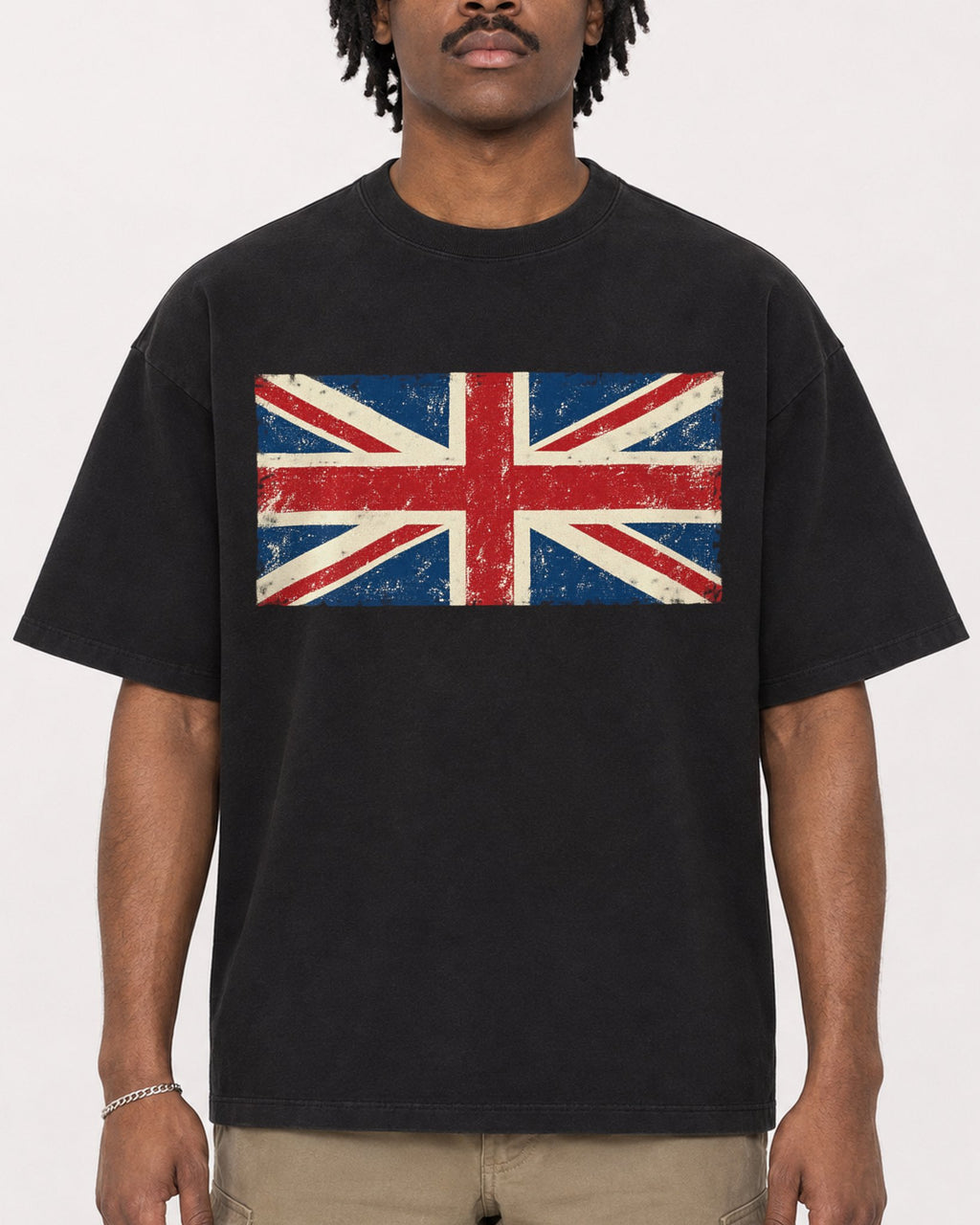 Mockup Boxy Heavyweight Tee Black male close-up 04