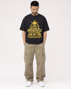 Mockup Boxy Heavyweight Tee Black male full-body 32