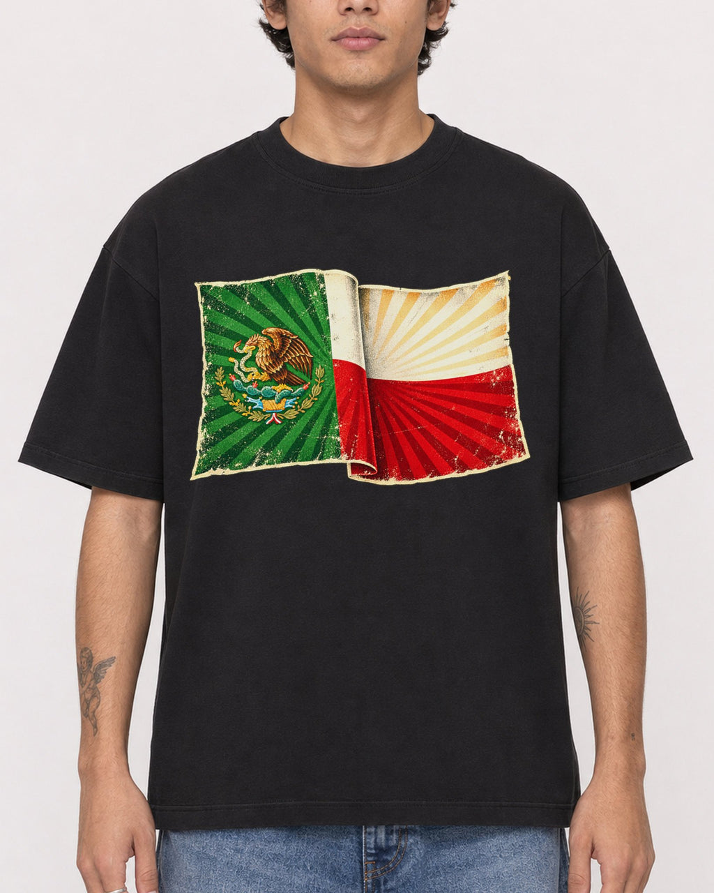 Mockup Boxy Heavyweight Tee Black male close-up 06