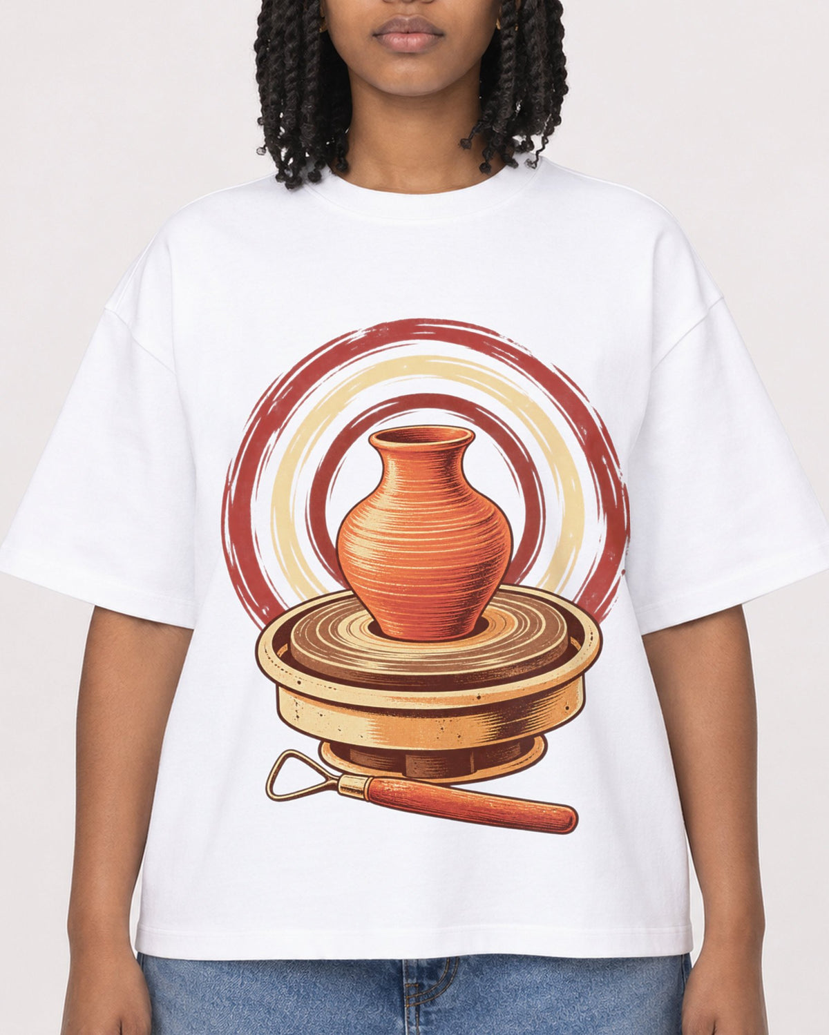 Mockup Boxy Heavyweight Tee White female close-up 15