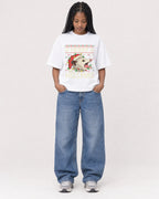 Mockup Boxy Heavyweight Tee White female full-body 45