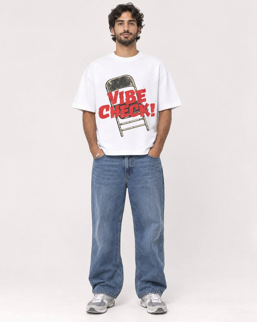 Mockup Boxy Heavyweight Tee White male full-body 17