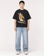 Mockup Boxy Heavyweight Tee Black male full-body 21