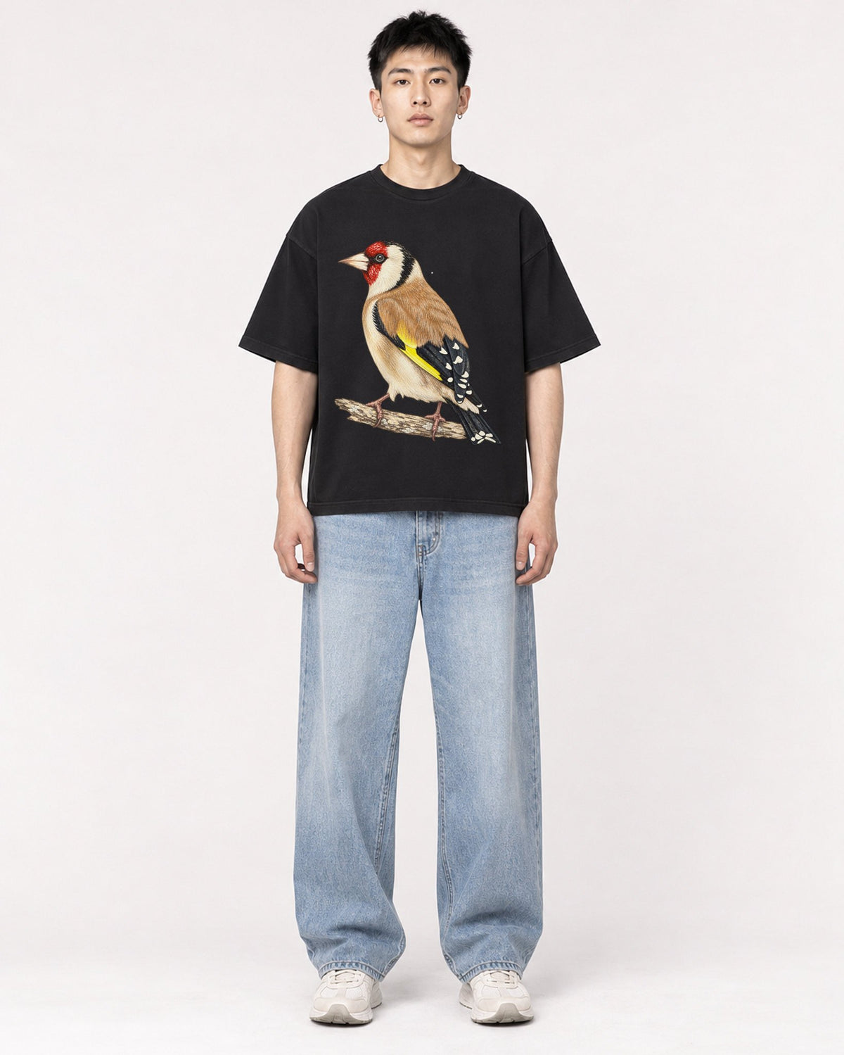 Mockup Boxy Heavyweight Tee Black male full-body 21