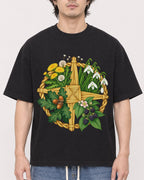 Mockup Boxy Heavyweight Tee Black male close-up 03