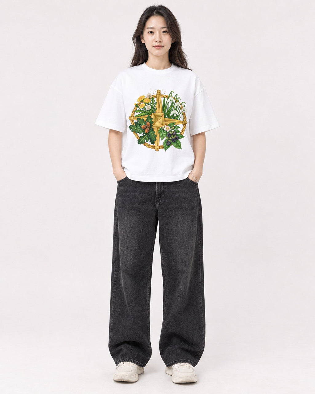 Mockup Boxy Heavyweight Tee White female full-body 03