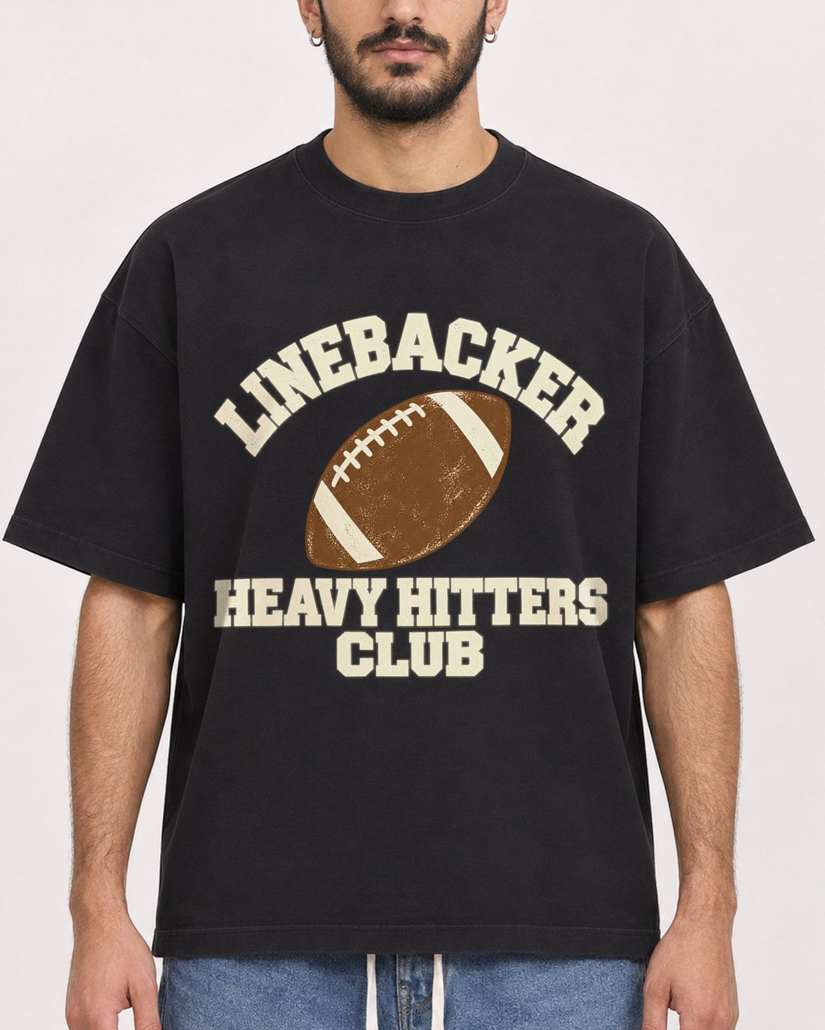 Mockup Boxy Heavyweight Tee Black male close-up 07