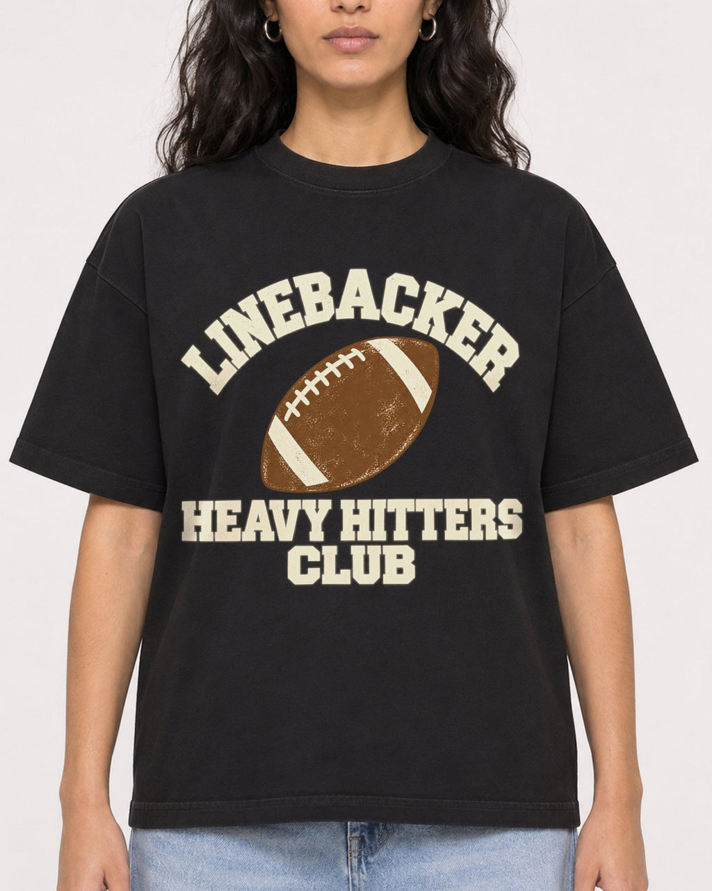Mockup Boxy Heavyweight Tee Black female close-up 07