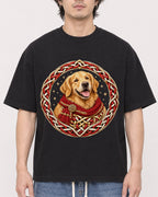 Mockup Boxy Heavyweight Tee Black male close-up 03