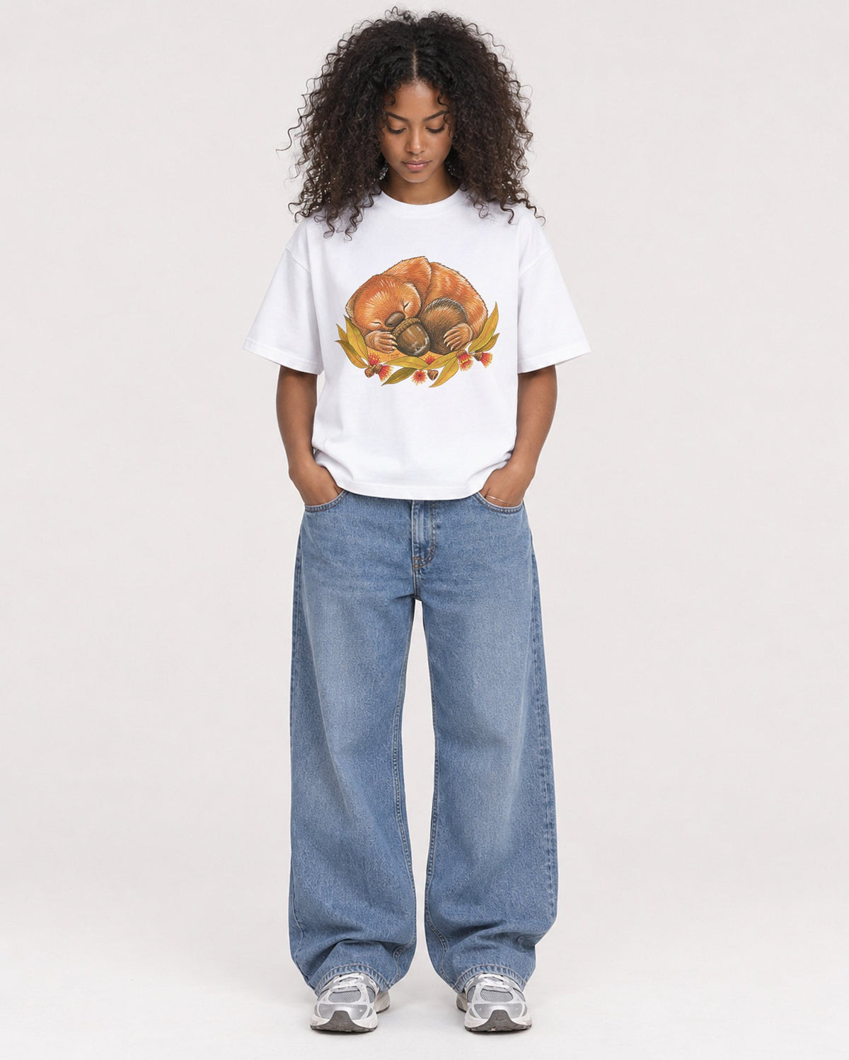 Mockup Boxy Heavyweight Tee White female full-body 05