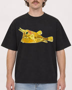 Mockup Boxy Heavyweight Tee Black male close-up 09