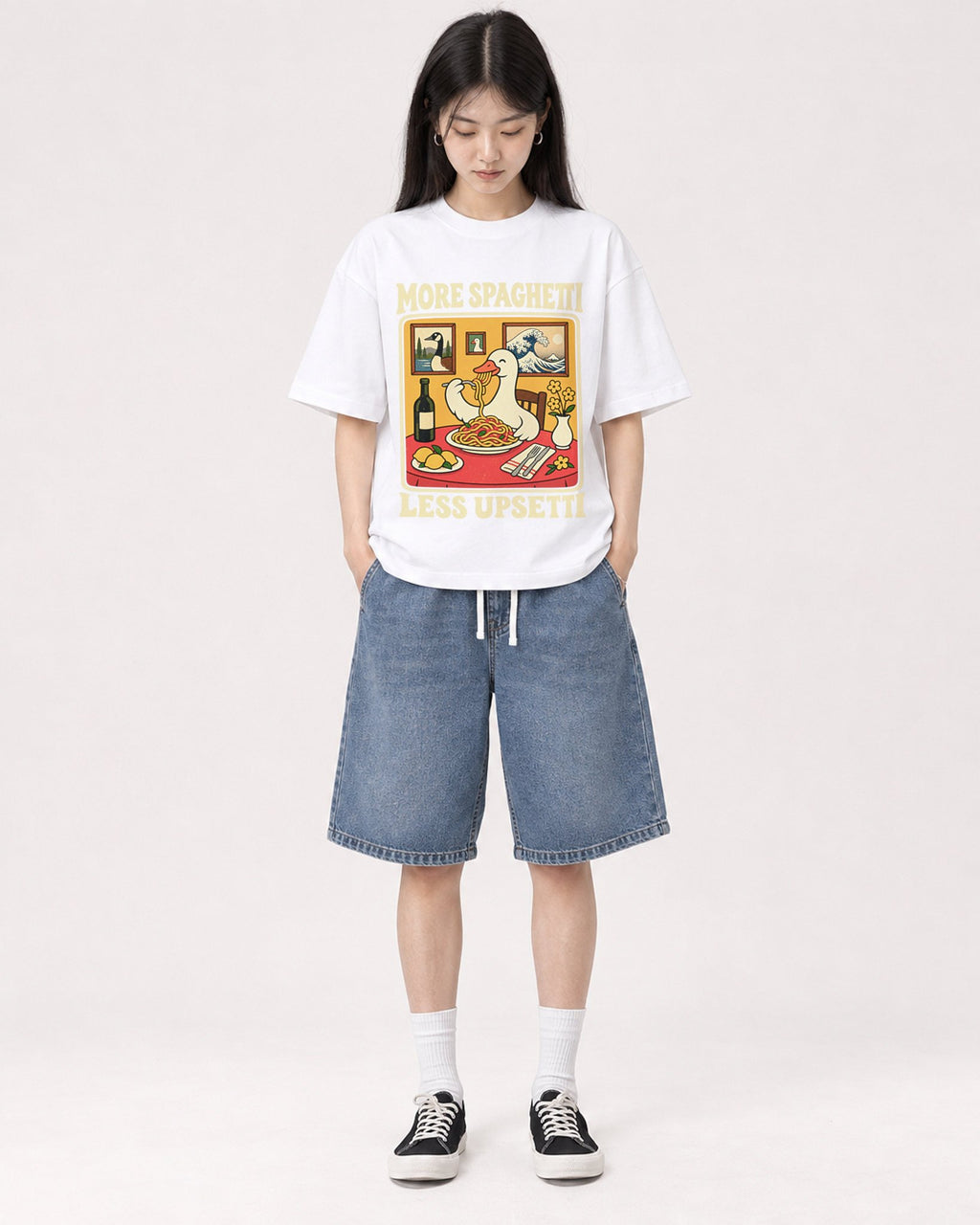 Mockup Boxy Heavyweight Tee White female full-body 01