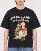 Mockup Boxy Heavyweight Tee Black male close-up 11