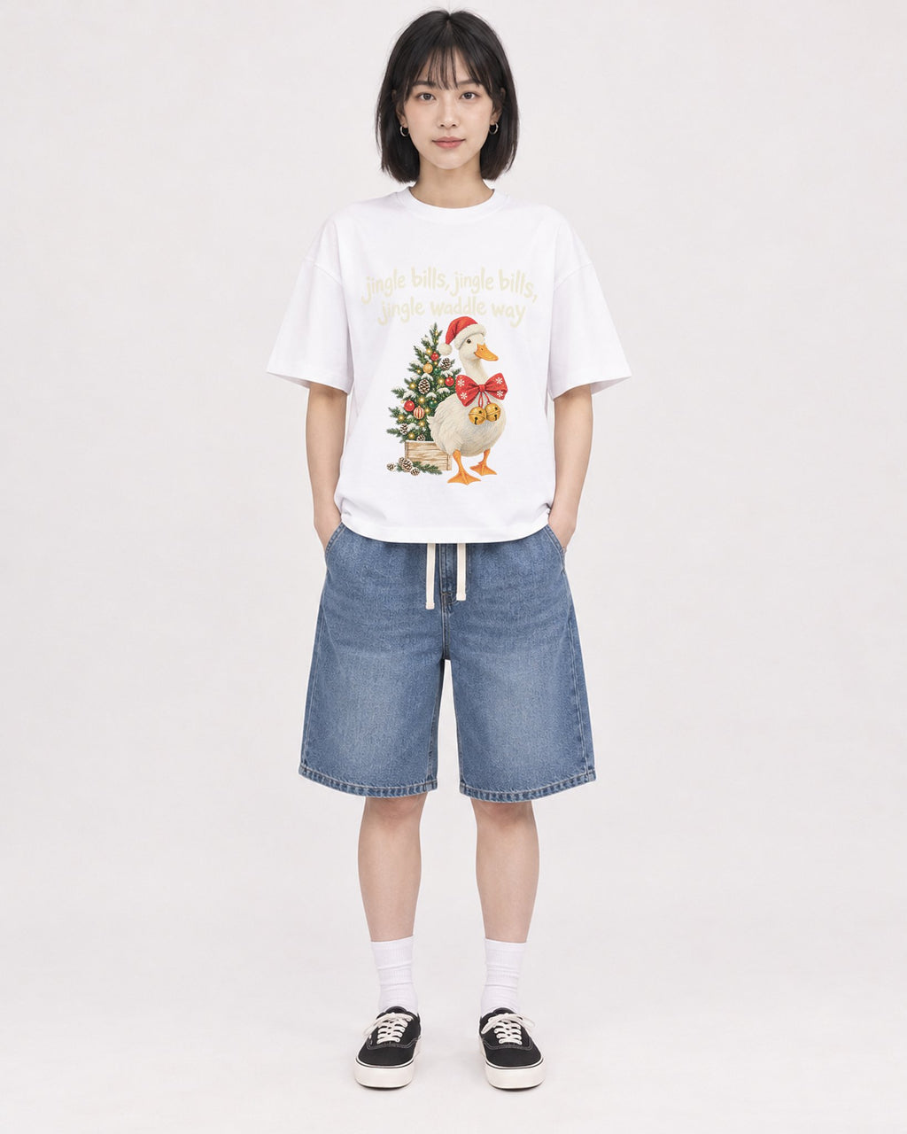 Mockup Boxy Heavyweight Tee White female full-body 11