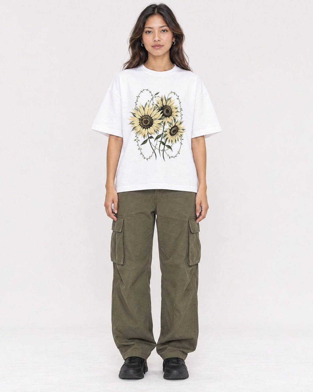 Mockup Boxy Heavyweight Tee White female full-body 02
