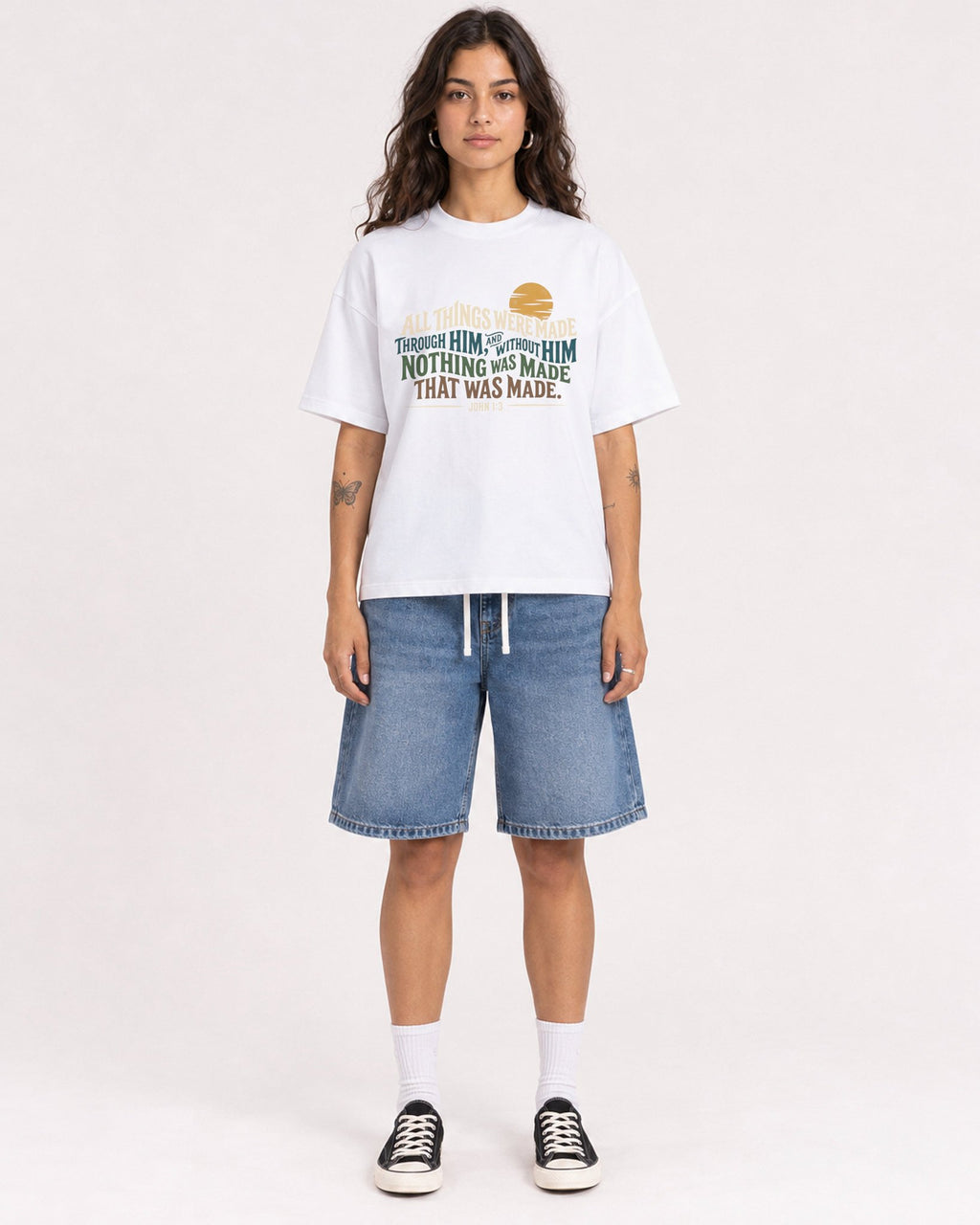 Mockup Boxy Heavyweight Tee White female full-body 06