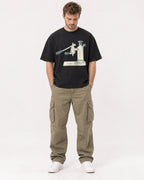 Mockup Boxy Heavyweight Tee Black male full-body 08