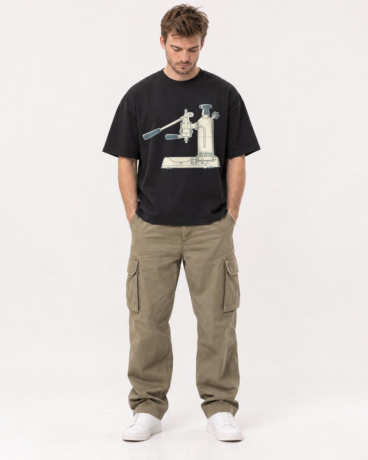 Mockup Boxy Heavyweight Tee Black male full-body 08