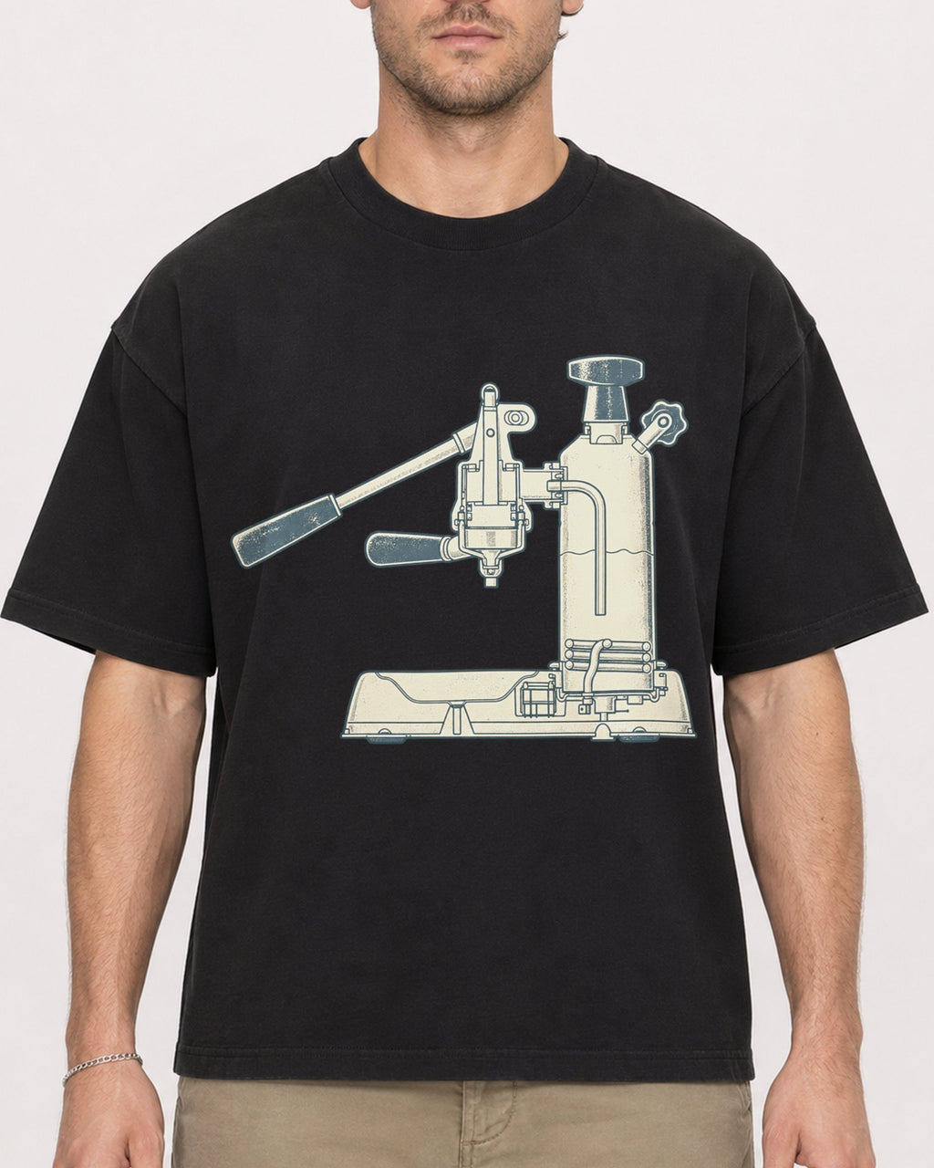 Mockup Boxy Heavyweight Tee Black male close-up 08