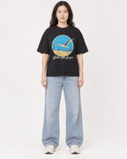 Mockup Boxy Heavyweight Tee Black female full-body 03