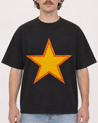 Mockup Boxy Heavyweight Tee Black male close-up 09