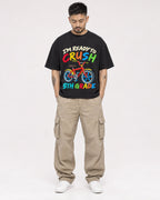 Mockup Boxy Heavyweight Tee Black male full-body 12
