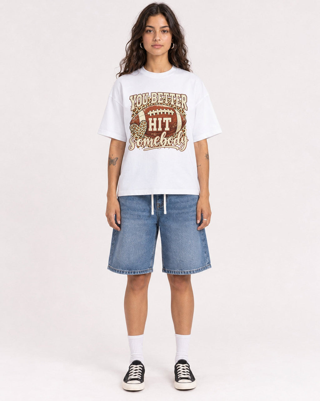Mockup Boxy Heavyweight Tee White female full-body 06