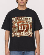 Mockup Boxy Heavyweight Tee Black male close-up 06