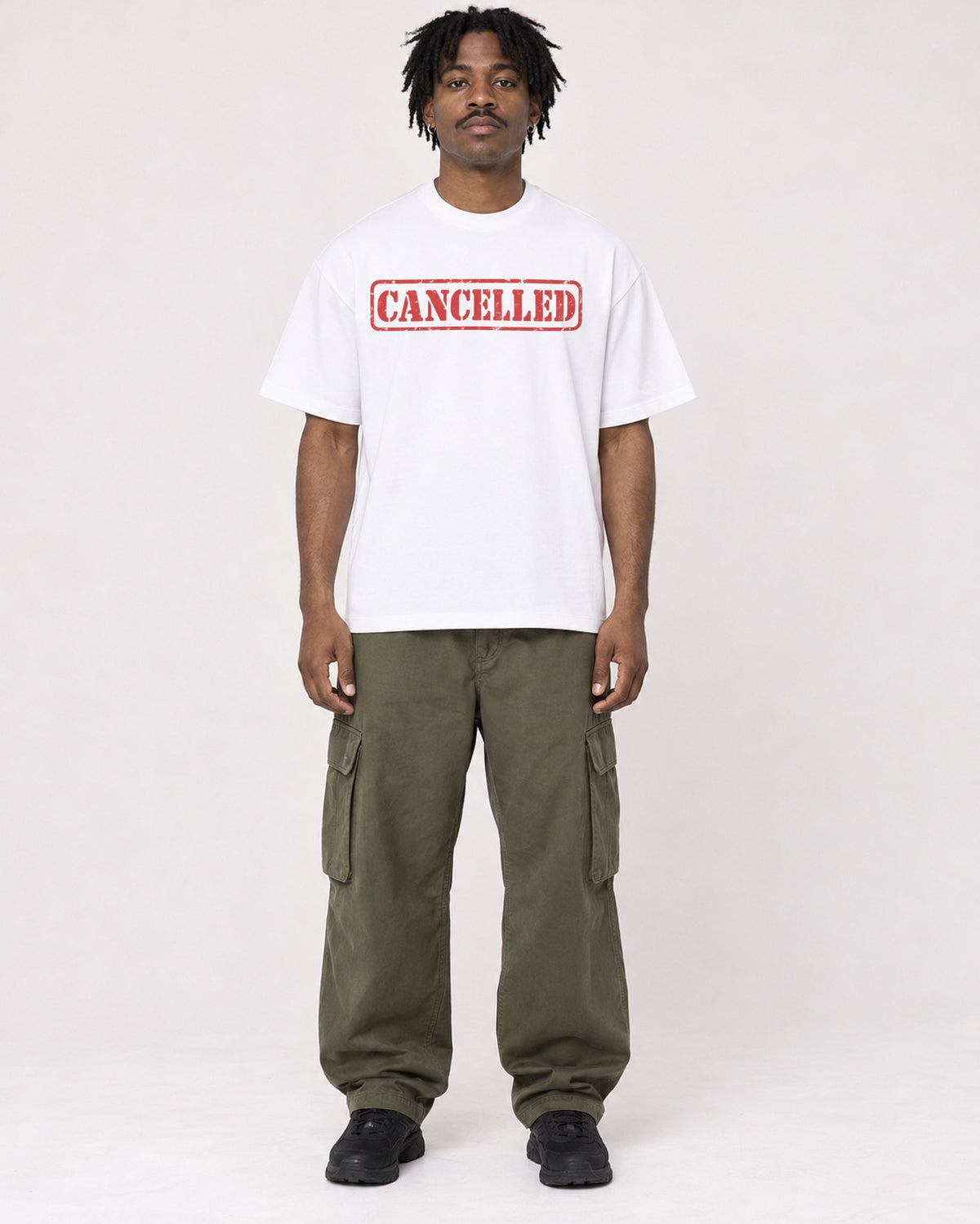 Mockup Boxy Heavyweight Tee White male full-body 04