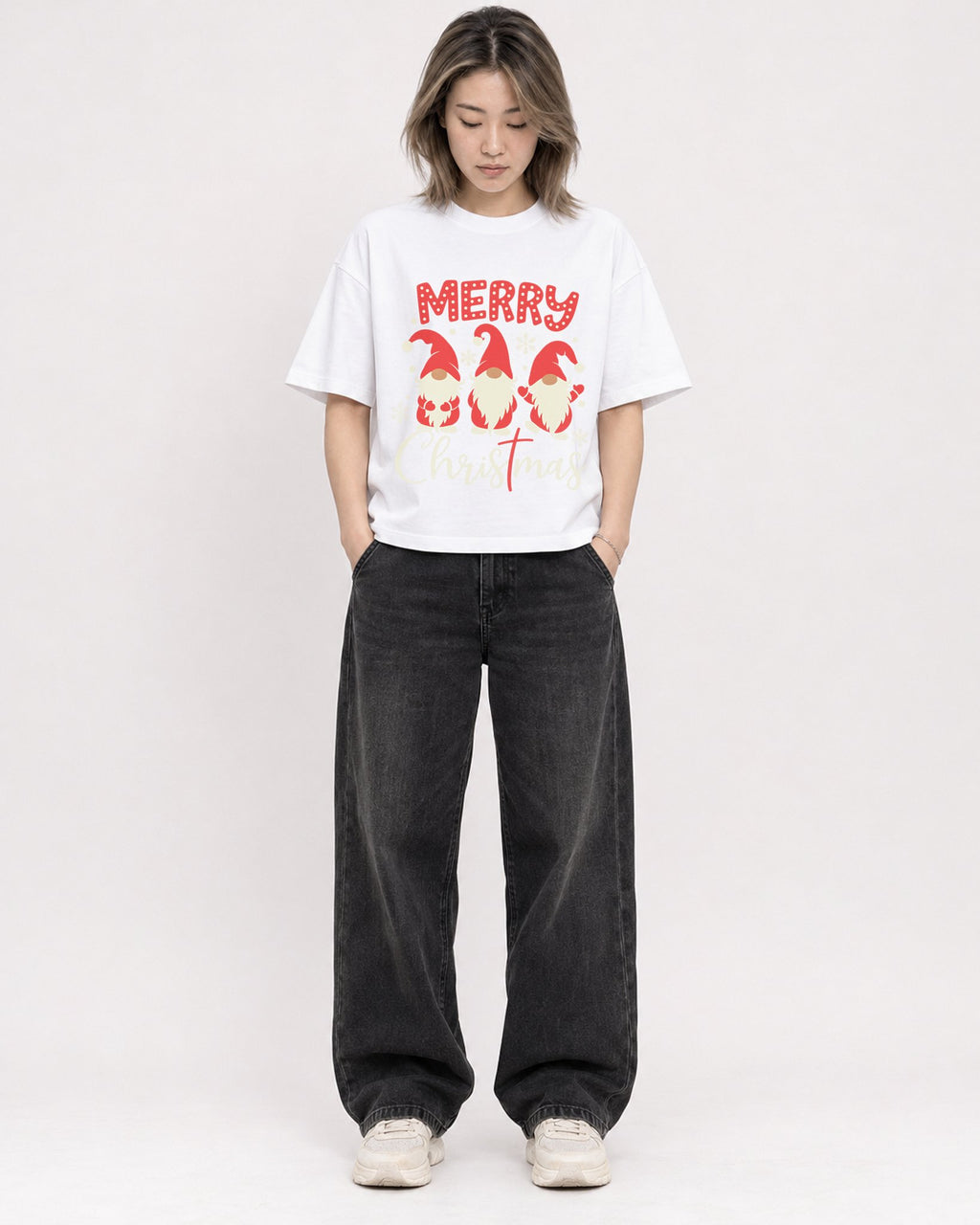 Mockup Boxy Heavyweight Tee White female full-body 33
