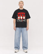 Mockup Boxy Heavyweight Tee Black male full-body 33