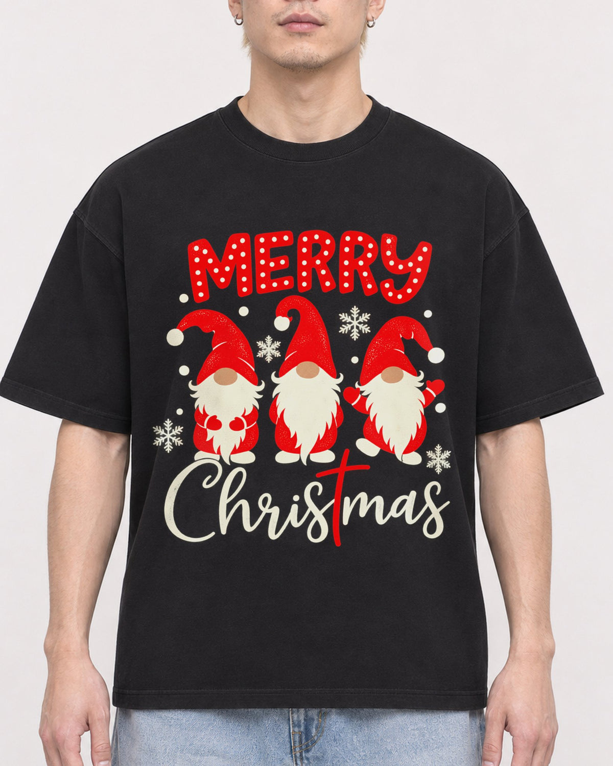 Mockup Boxy Heavyweight Tee Black male close-up 33