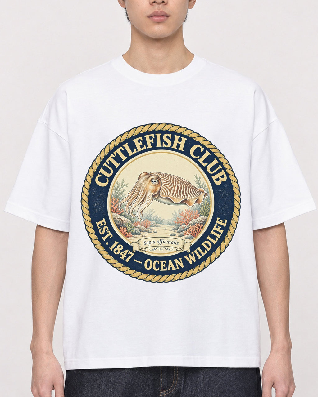 Mockup Boxy Heavyweight Tee White male close-up 01