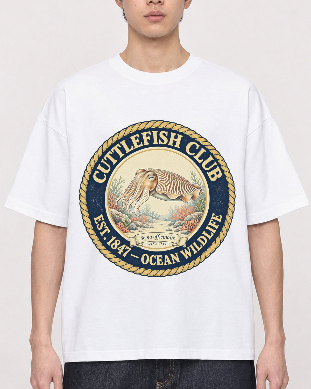 Mockup Boxy Heavyweight Tee White male close-up 01