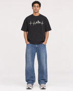 Mockup Boxy Heavyweight Tee Black male full-body 10