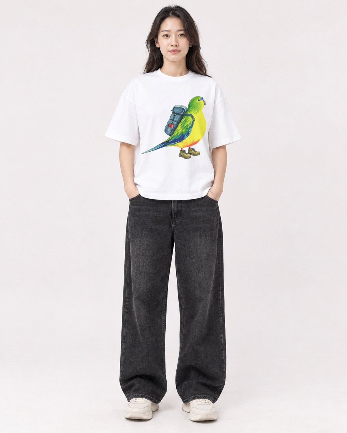 Mockup Boxy Heavyweight Tee White female full-body 03