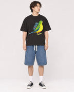 Mockup Boxy Heavyweight Tee Black male full-body 03
